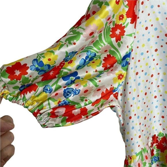 twisted Wunder Plus London Smock Midi dress 16 Mixed Patchwork Floral Dots - Picture 6 of 11